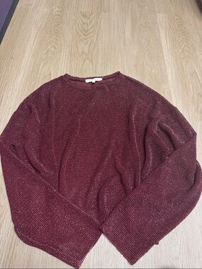 Maroon Metallic Knit Sweater